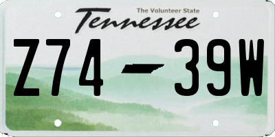 TN license plate Z7439W