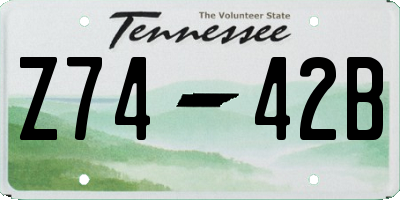 TN license plate Z7442B