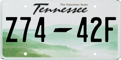 TN license plate Z7442F