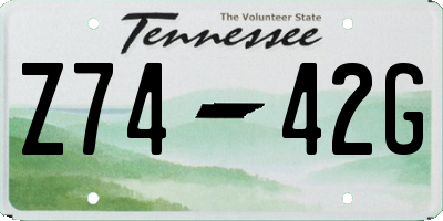 TN license plate Z7442G
