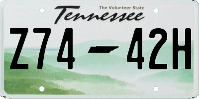 TN license plate Z7442H