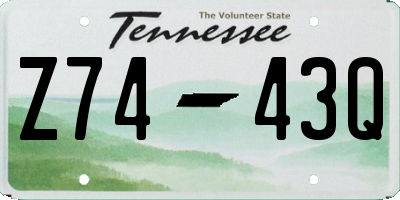 TN license plate Z7443Q