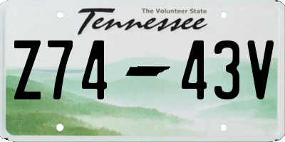 TN license plate Z7443V