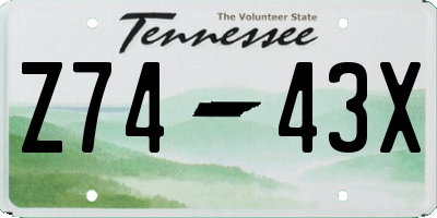 TN license plate Z7443X