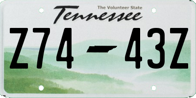 TN license plate Z7443Z