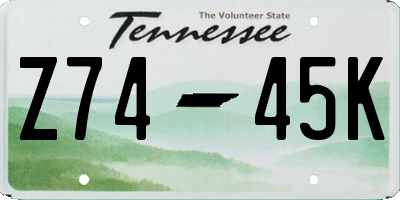 TN license plate Z7445K