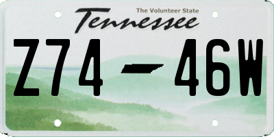 TN license plate Z7446W