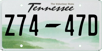 TN license plate Z7447D