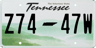 TN license plate Z7447W