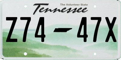 TN license plate Z7447X