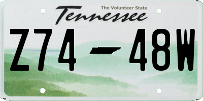TN license plate Z7448W