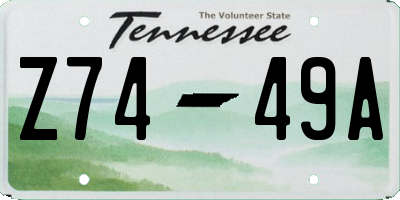 TN license plate Z7449A