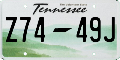 TN license plate Z7449J