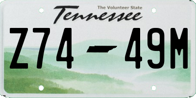 TN license plate Z7449M