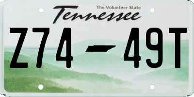 TN license plate Z7449T