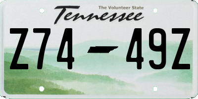 TN license plate Z7449Z