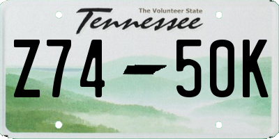 TN license plate Z7450K