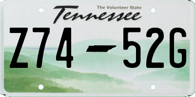 TN license plate Z7452G