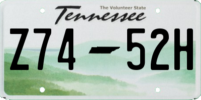 TN license plate Z7452H