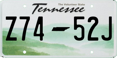 TN license plate Z7452J