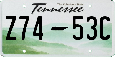 TN license plate Z7453C