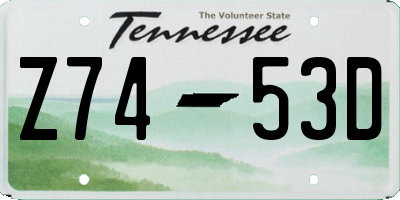 TN license plate Z7453D