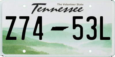TN license plate Z7453L