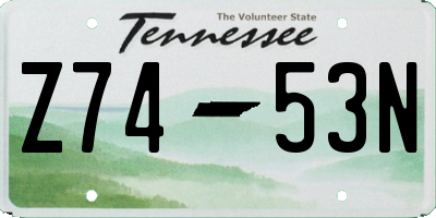 TN license plate Z7453N