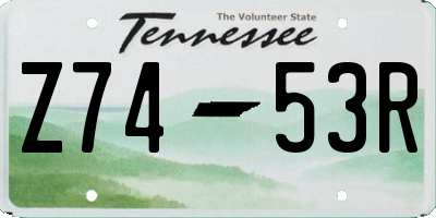 TN license plate Z7453R