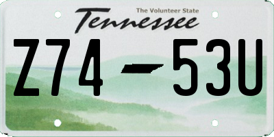 TN license plate Z7453U