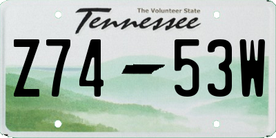 TN license plate Z7453W