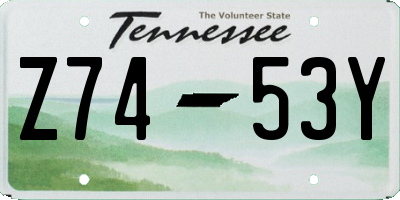 TN license plate Z7453Y