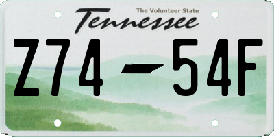 TN license plate Z7454F