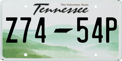 TN license plate Z7454P