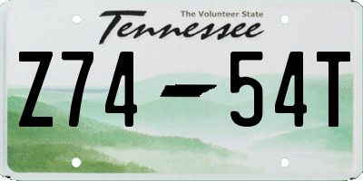 TN license plate Z7454T