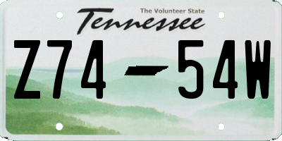 TN license plate Z7454W