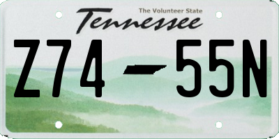 TN license plate Z7455N