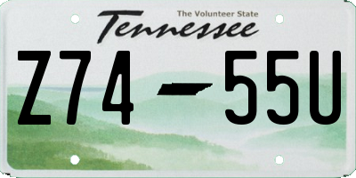 TN license plate Z7455U