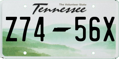 TN license plate Z7456X