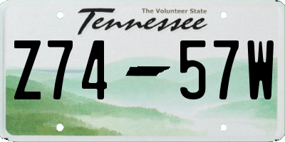 TN license plate Z7457W