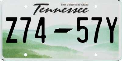 TN license plate Z7457Y