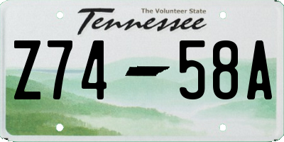 TN license plate Z7458A