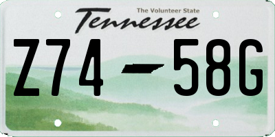 TN license plate Z7458G