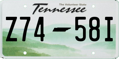 TN license plate Z7458I