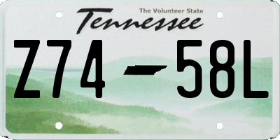 TN license plate Z7458L