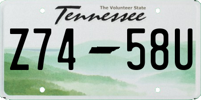 TN license plate Z7458U
