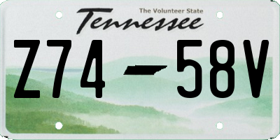 TN license plate Z7458V