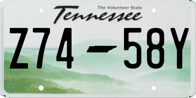 TN license plate Z7458Y