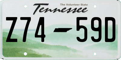 TN license plate Z7459D