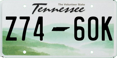 TN license plate Z7460K